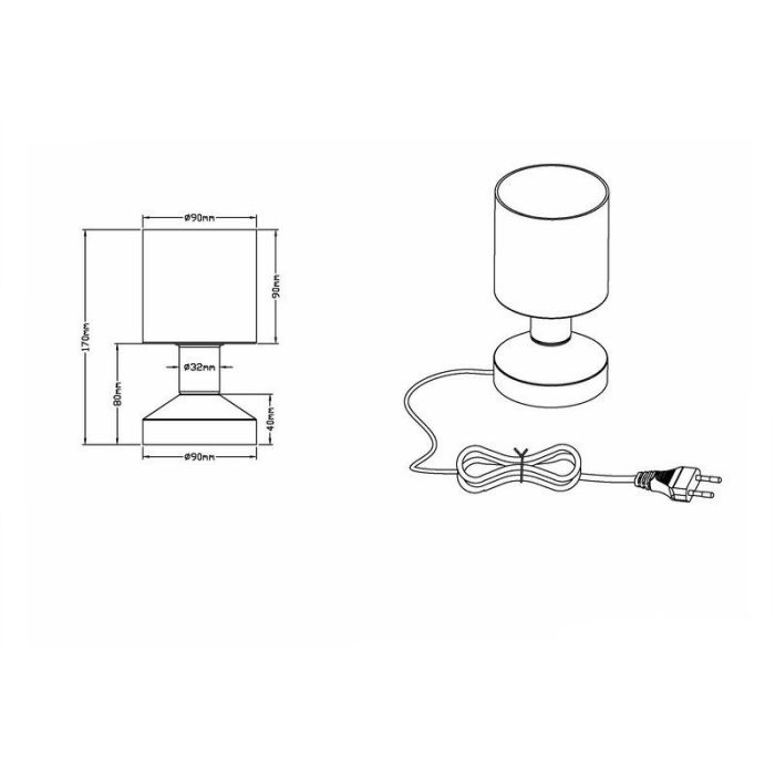 Nickel table lamp modern, Vilou, with switch