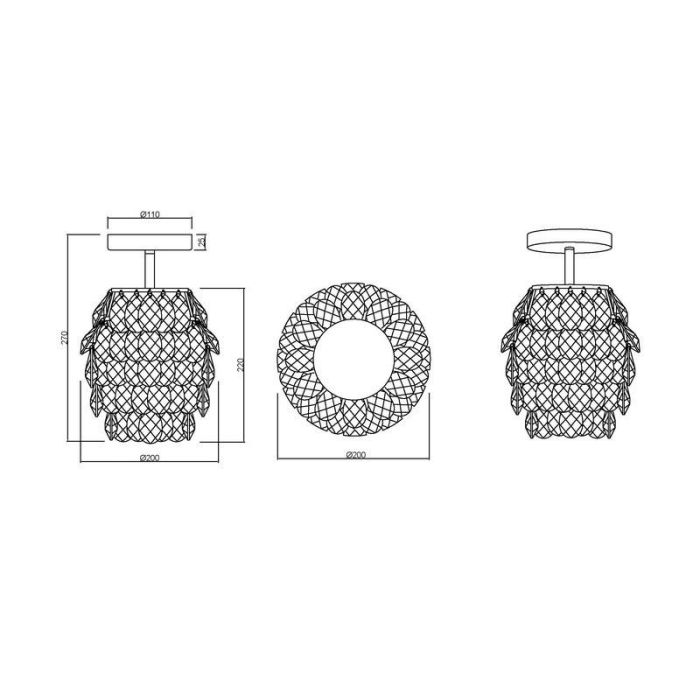 Chrome ceiling light retro, Ilse