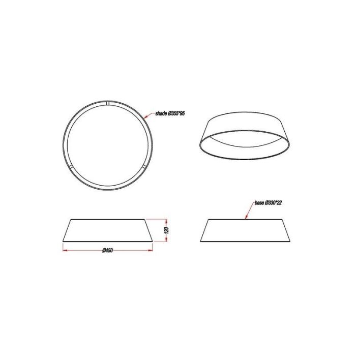 Black flush ceiling light modern, Gjern, 18W, 3000K LED