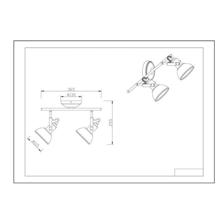 Black ceiling spotlight industrial, Kibek