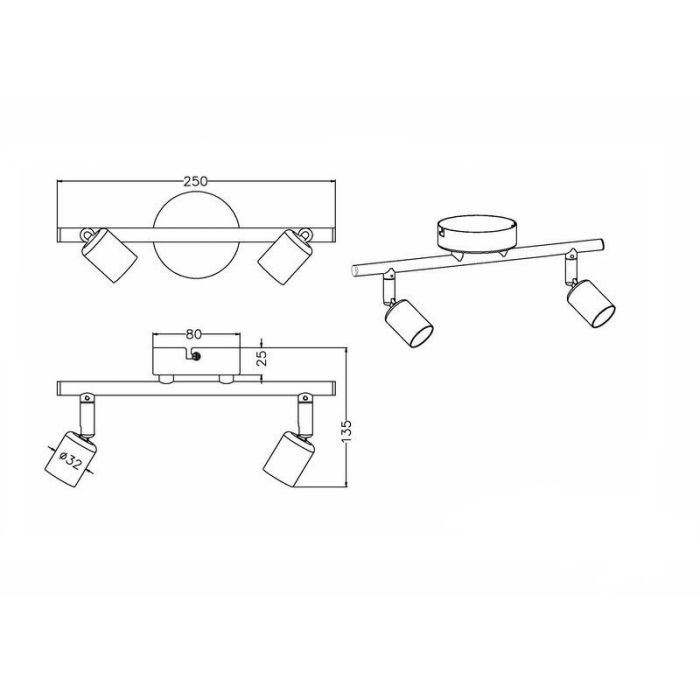 Silver ceiling spotlight modern, Belal