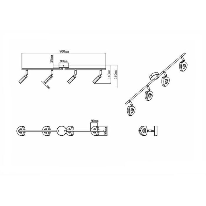 Chrome wall light modern, Vayannah, 4,5W, 3000K LED