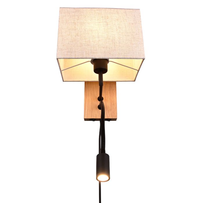 White wall light wood, Fransien, with switch