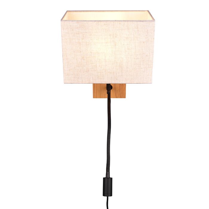 White wall light wood, Fransien, with switch