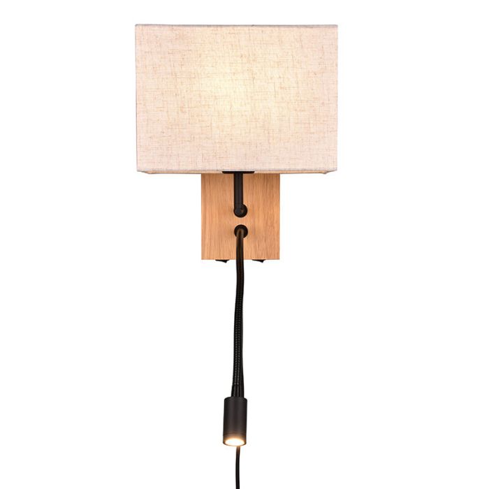 White wall light wood, Fransien, with switch