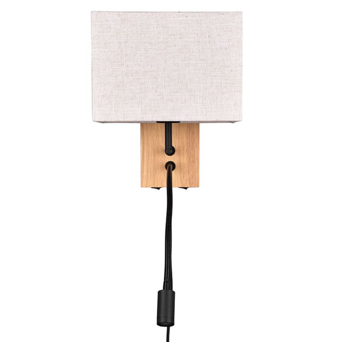 White wall light wood, Fransien, with switch