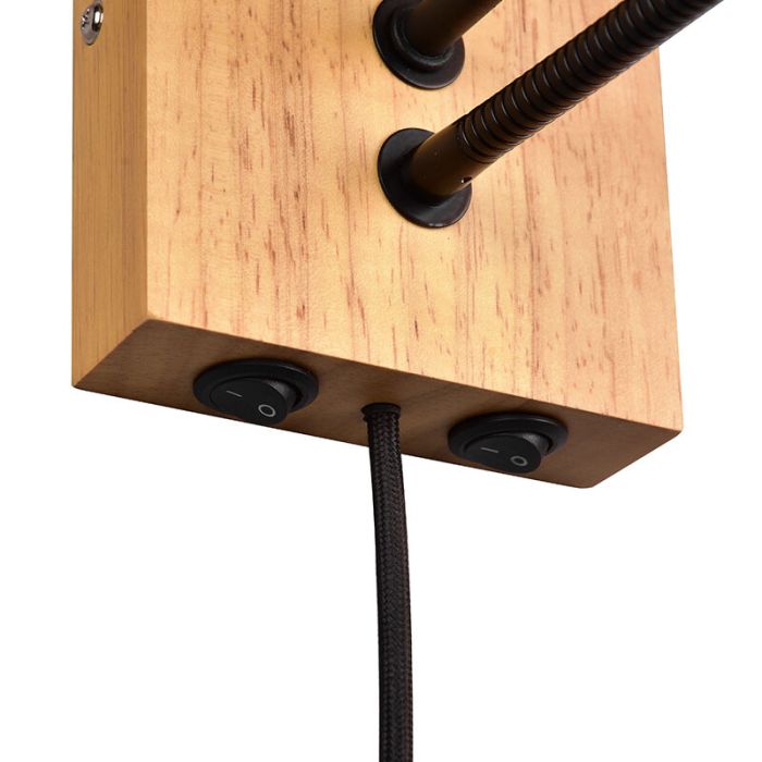 White wall light wood, Fransien, with switch