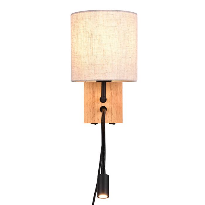 White wall light wood, Fransien, with switch