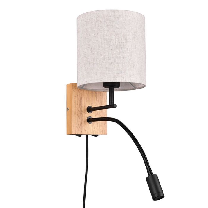 White wall light wood, Fransien, with switch