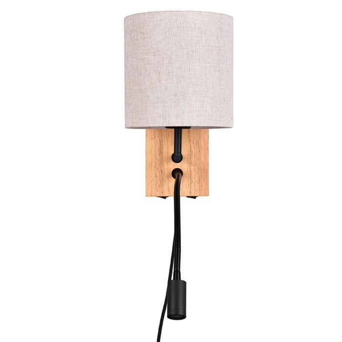 White wall light wood, Fransien, with switch
