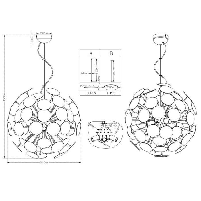 Black pendant light modern, Xinhe