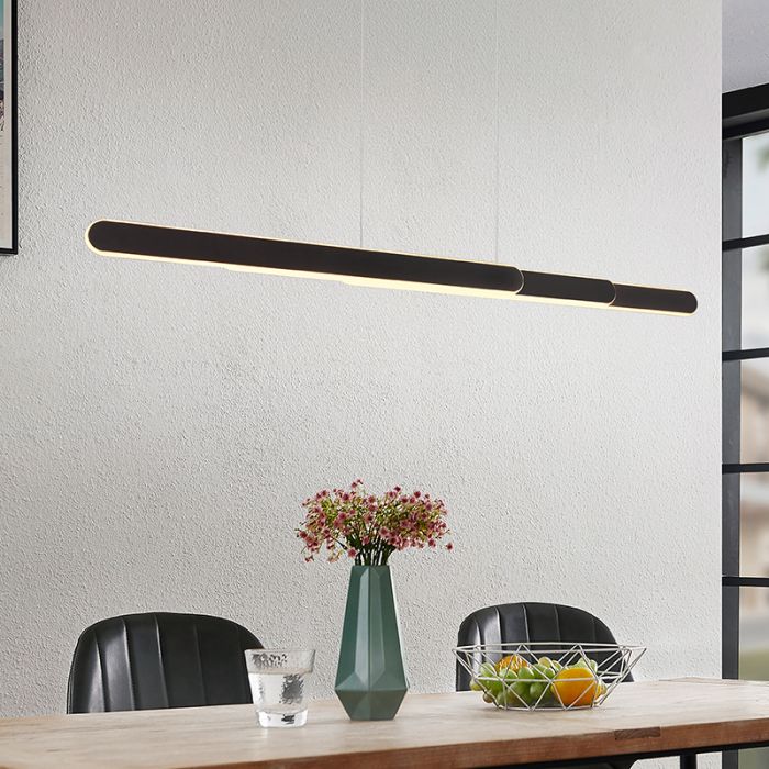 Black pendant light design, Dwayn, 48W, warm to cold white adjustable LED, with touch dimmer