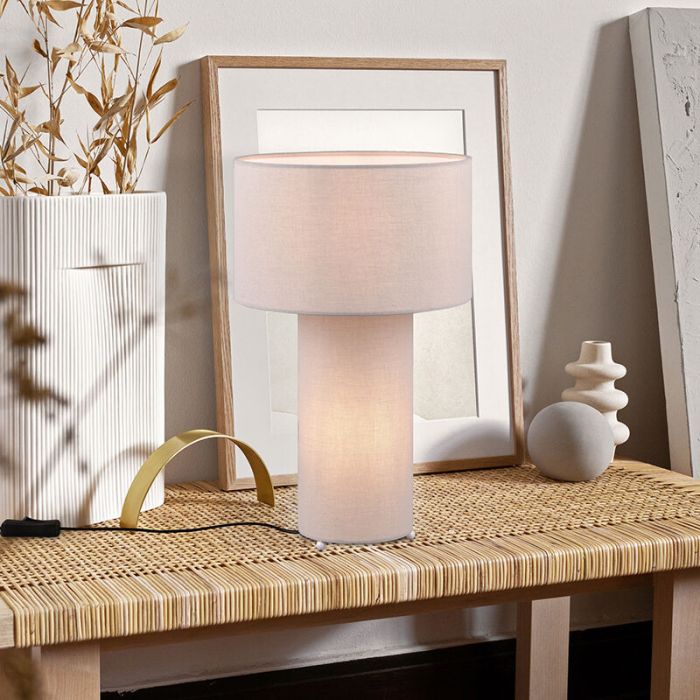 Grey table lamp fabric, Denilson, with switch