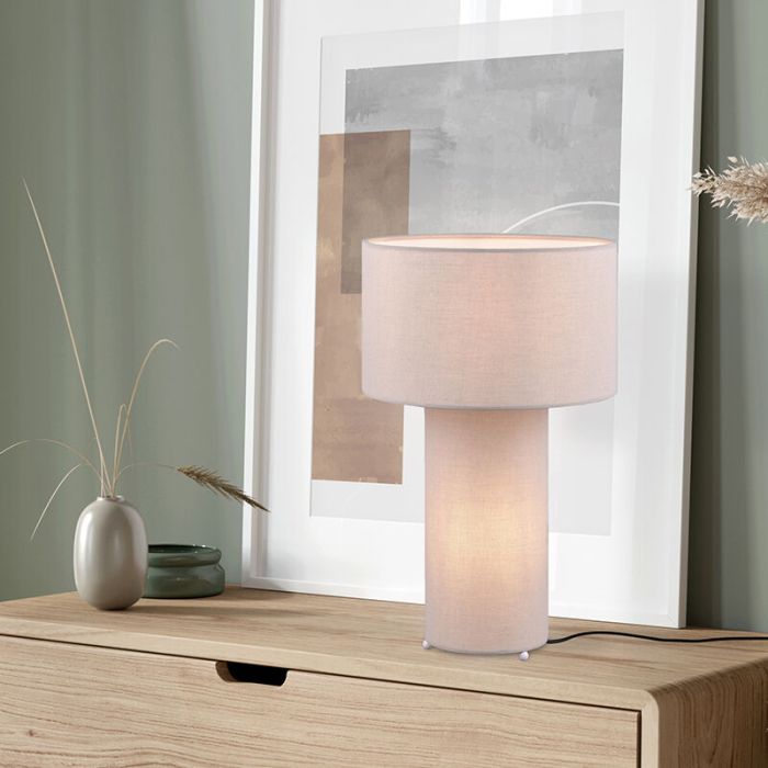 Grey table lamp fabric, Denilson, with switch
