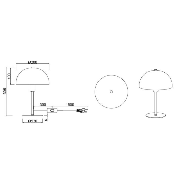 White table lamp modern, Fransisca, with switch