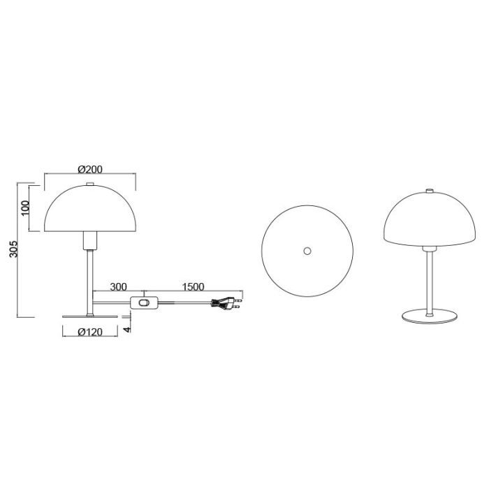 Black table lamp modern, Fransisca, with switch