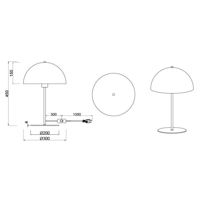 Black table lamp modern, Fransisca, with switch