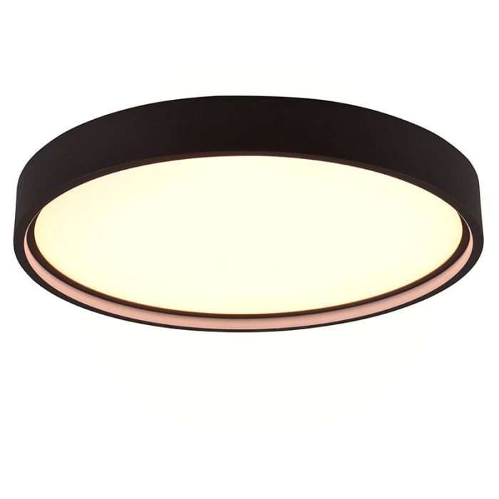 Black flush ceiling light modern, Destin, 29W, warm to cold white adjustable LED