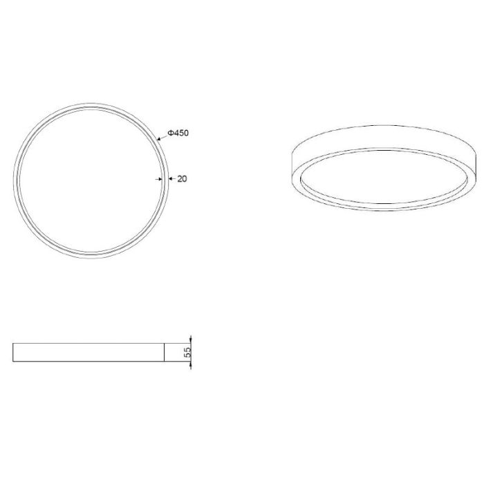 Black flush ceiling light modern, Destin, 29W, warm to cold white adjustable LED
