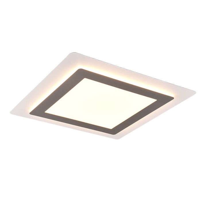 Nickel flush ceiling light modern, Frans, 46W, warm to cold white adjustable LED, with remote control