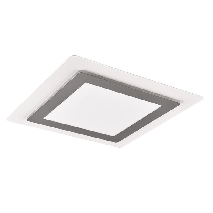 Nickel flush ceiling light modern, Frans, 46W, warm to cold white adjustable LED, with remote control