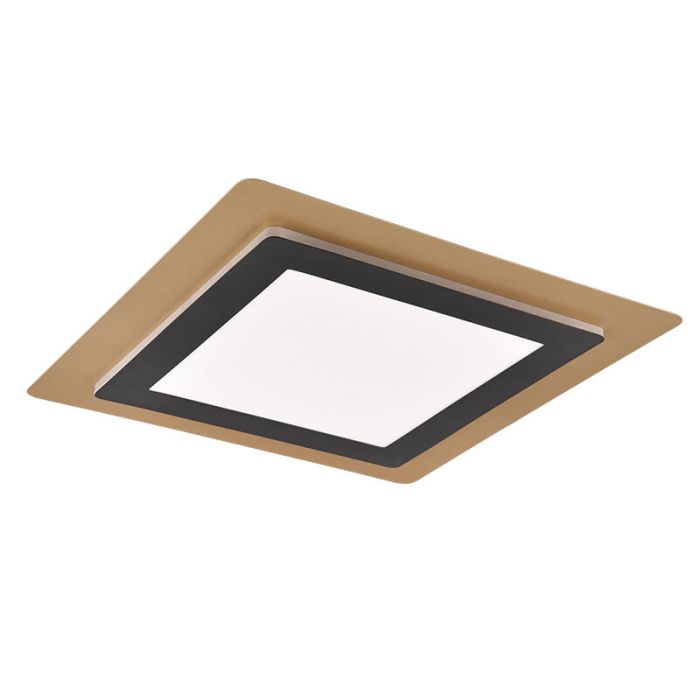 Golden flush ceiling light modern, Frans, 46W, warm to cold white adjustable LED, with remote control