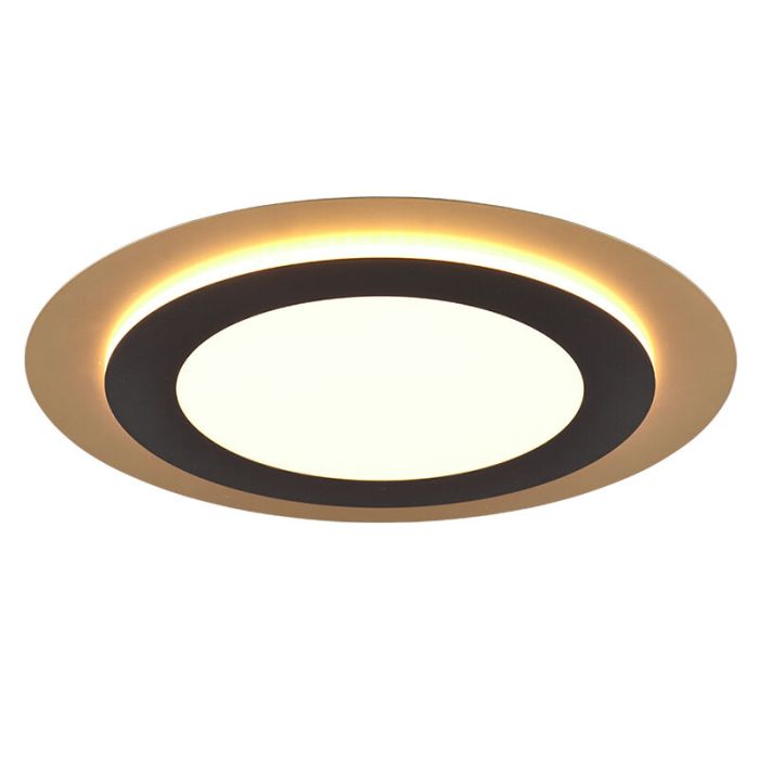 Black flush ceiling light modern, Frans, 42W, warm to cold white adjustable LED, with remote control