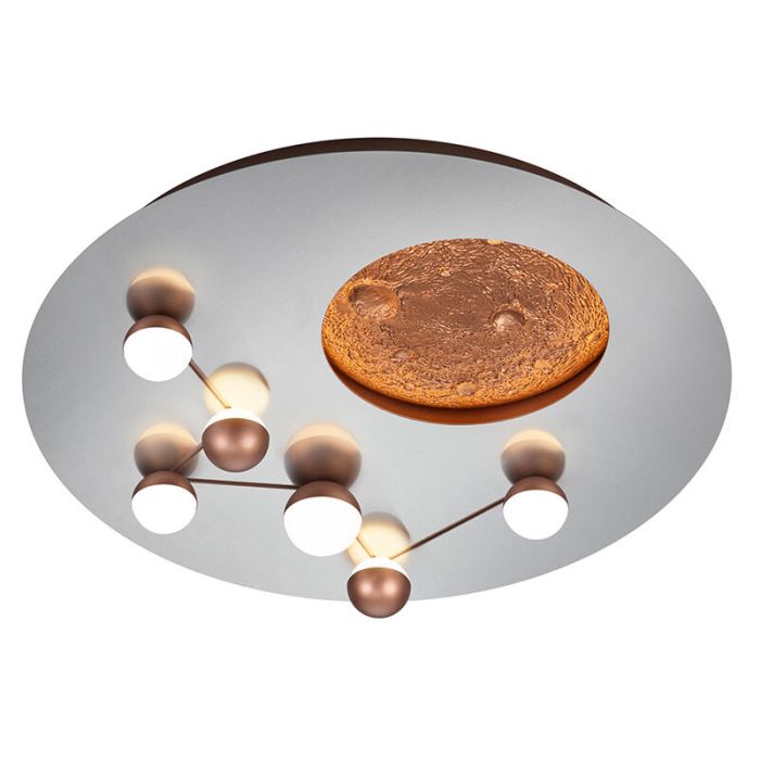 Silver flush ceiling light modern, Gilberto, 42W, warm to cold white adjustable LED, 3-step dimmable