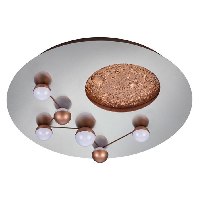 Silver flush ceiling light modern, Gilberto, 42W, warm to cold white adjustable LED, 3-step dimmable