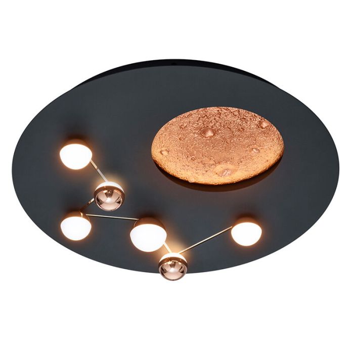 Black flush ceiling light modern, Gilberto, 42W, warm to cold white adjustable LED, 3-step dimmable