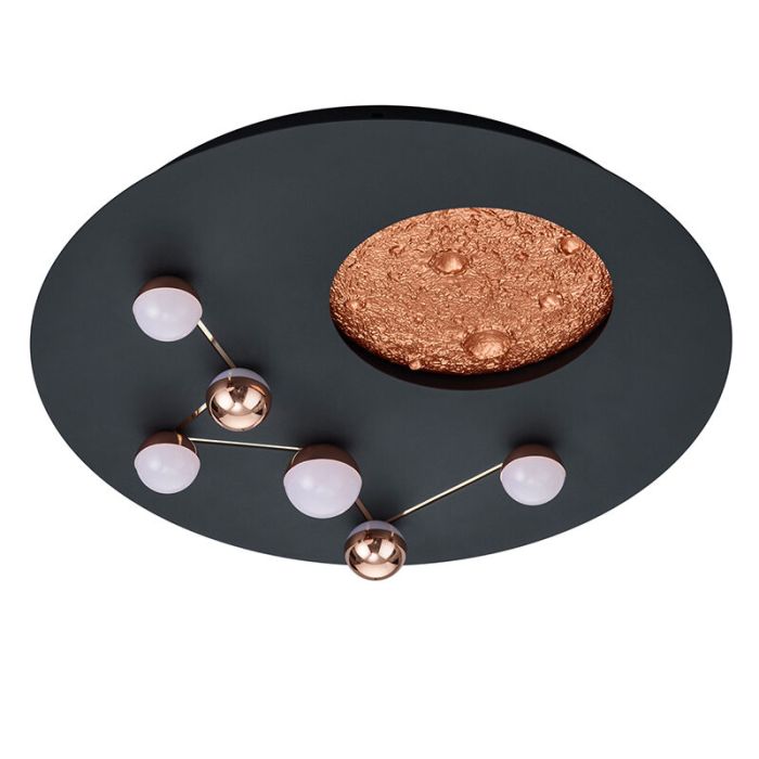 Black flush ceiling light modern, Gilberto, 42W, warm to cold white adjustable LED, 3-step dimmable