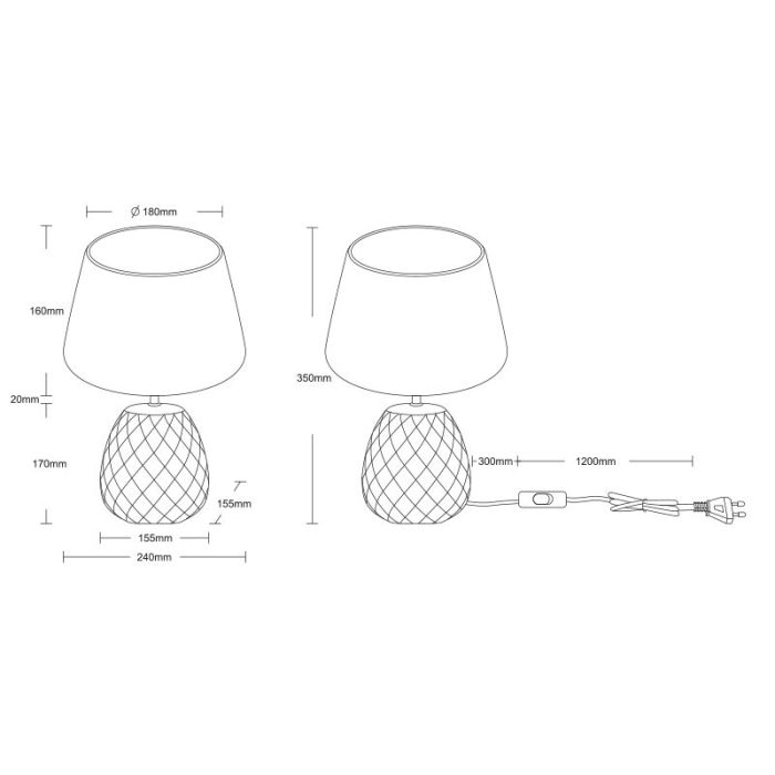 Ceramic table lamp beige, Anderson, with switch