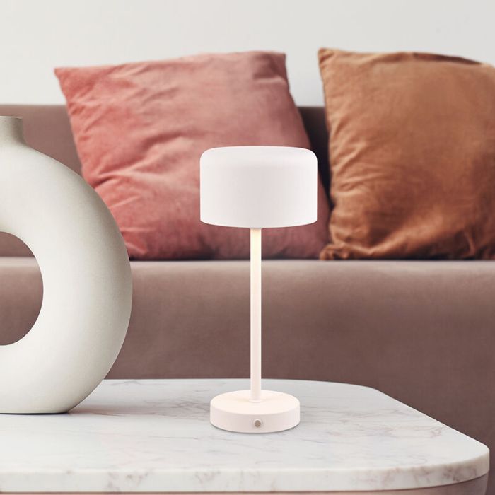 White table lamp modern, Dustin, 1,5W, 3000K LED, with touch dimmer