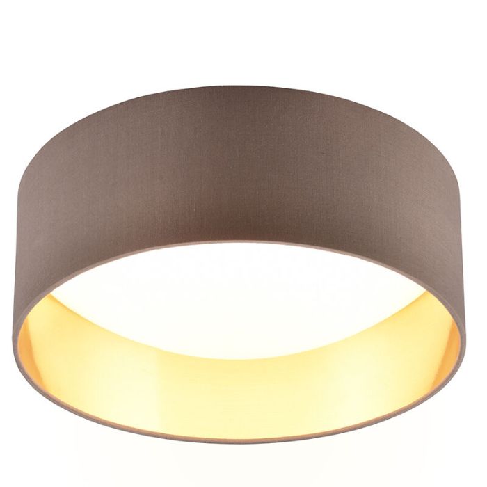 Taupe flush ceiling light modern, Erdi, 12W, 3000K LED