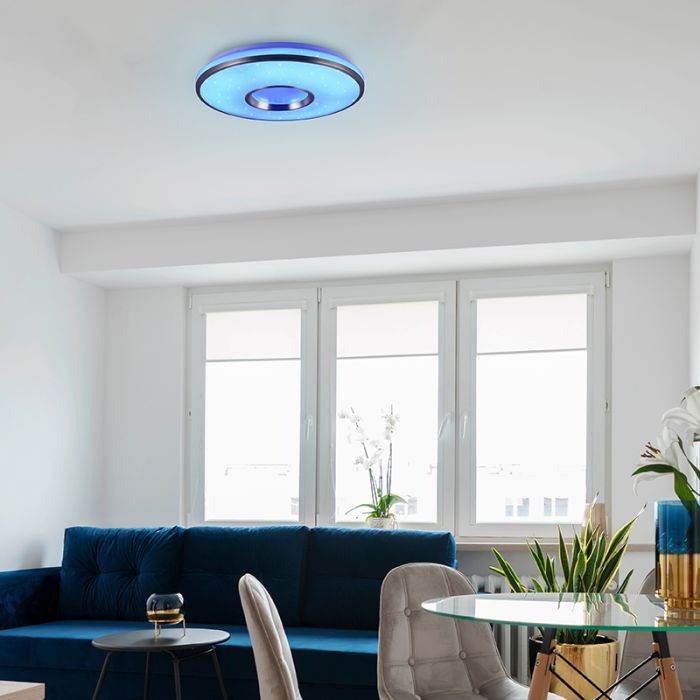 White flush ceiling light plastic, Franz, 21W, RGBW LED, with remote control