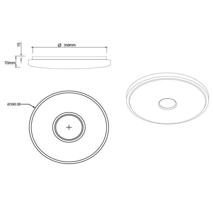 White flush ceiling light plastic, Franz, 21W, RGBW LED, with remote control