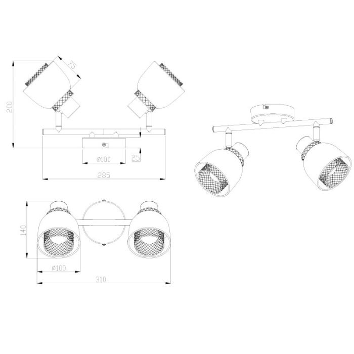 Black ceiling spotlight modern, Sylvano