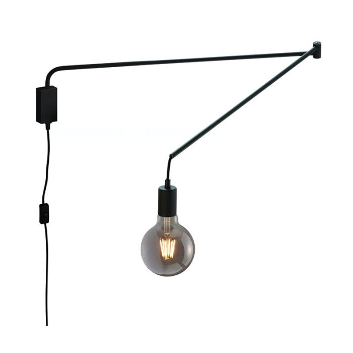 Black wall light modern, Filippus, with switch