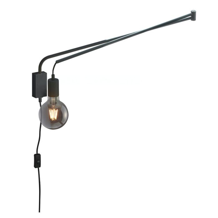 Black wall light modern, Filippus, with switch