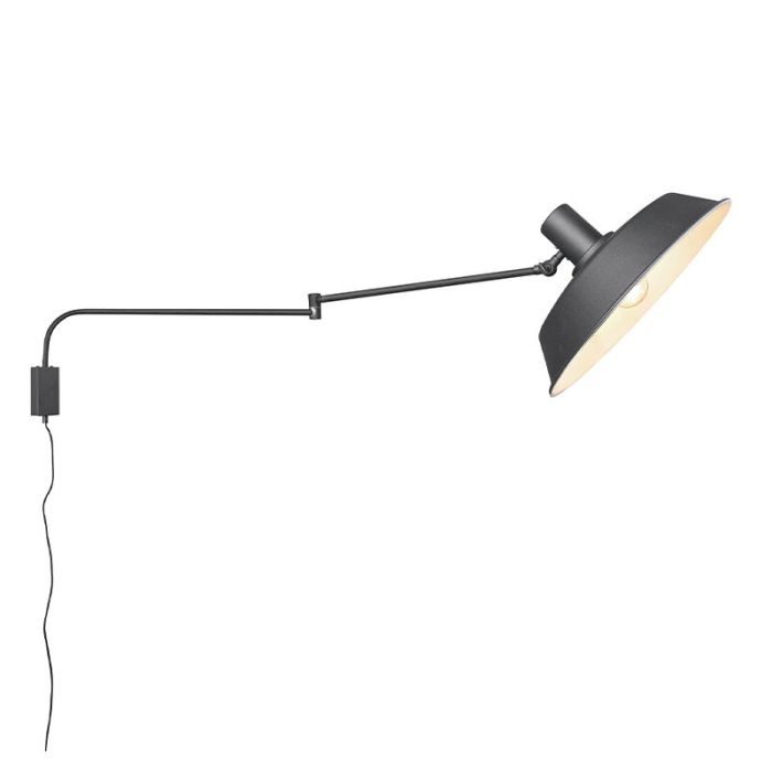 Black wall light modern, Silvia, with switch