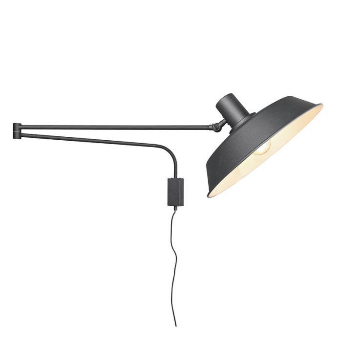 Black wall light modern, Silvia, with switch