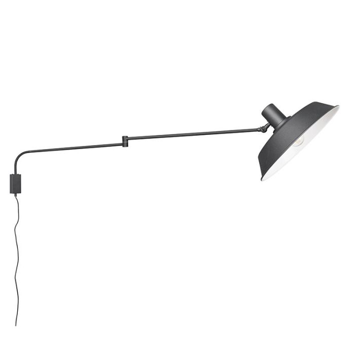 Black wall light modern, Silvia, with switch