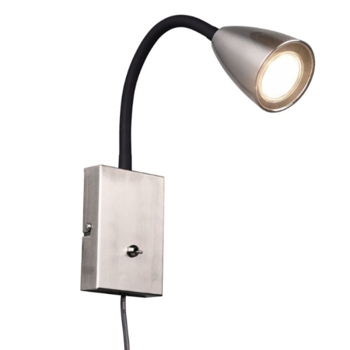 Nickel wall light modern, Joanne, with switch