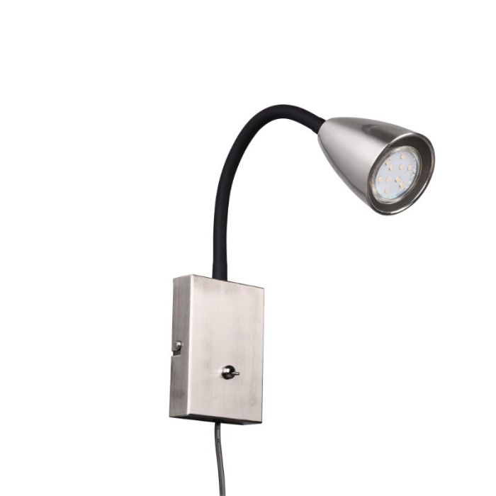 Nickel wall light modern, Joanne, with switch