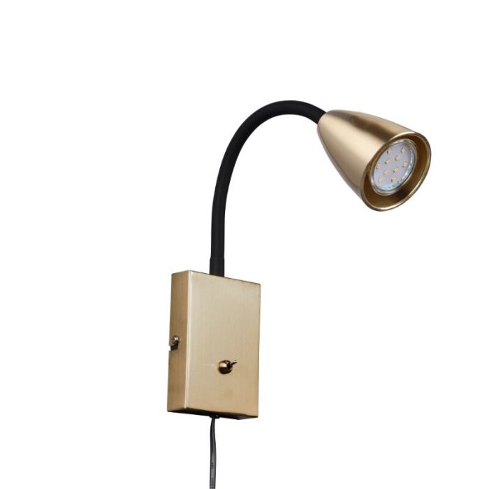 Brass wall light modern, Joanne, with switch