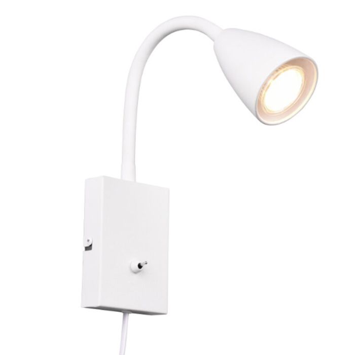 White wall light modern, Joanne, with switch