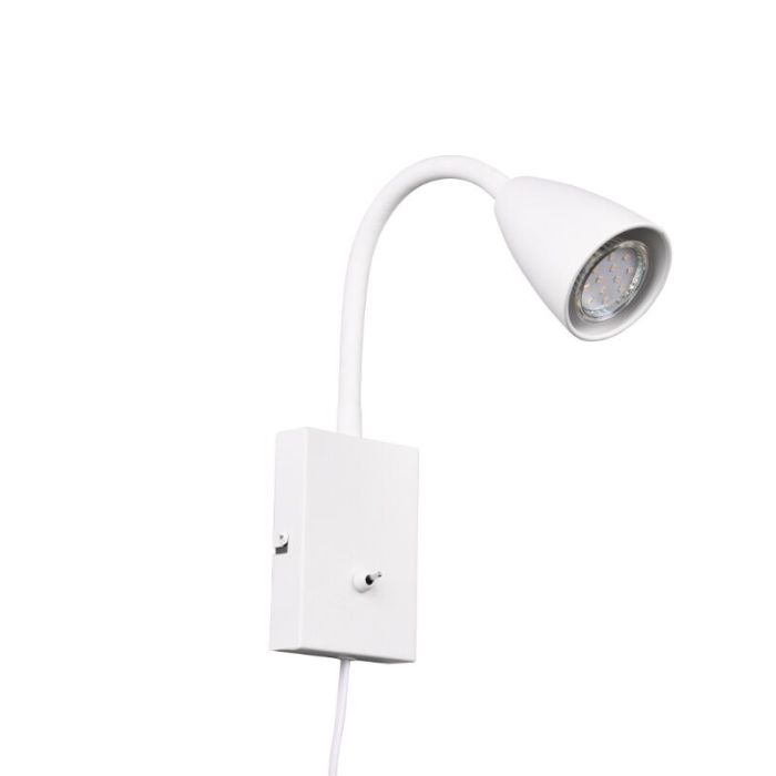 White wall light modern, Joanne, with switch