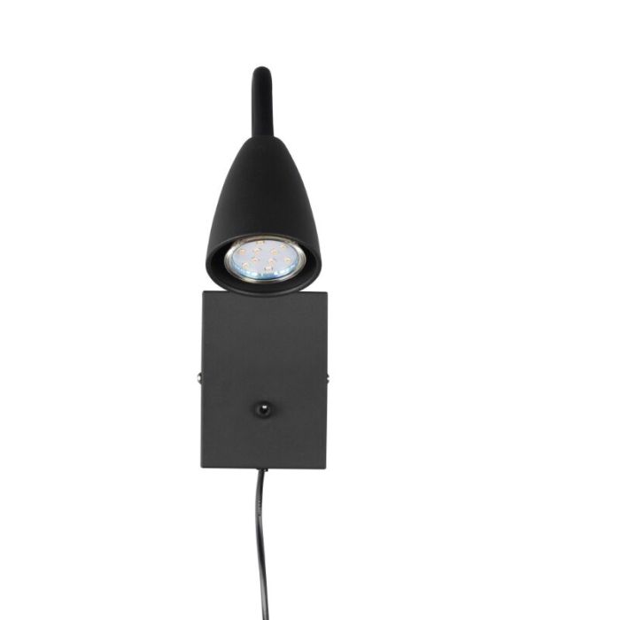 Black wall light modern, Joanne, with switch