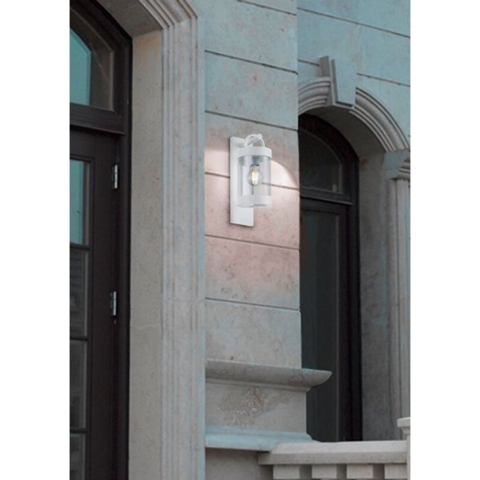 White outdoor wall light with dusk to dawn sensor modern, Sambesi, IP44