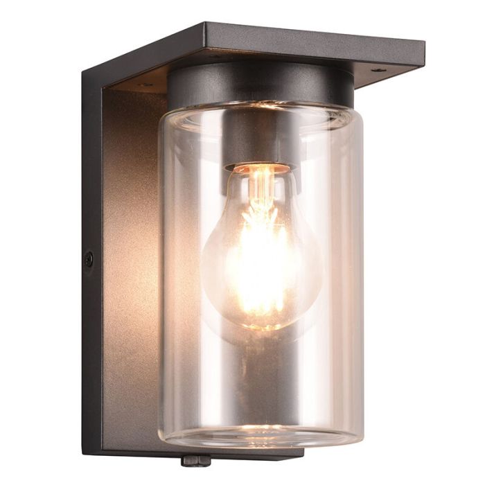 Black outdoor wall light with dusk to dawn sensor modern, Yves, IP44